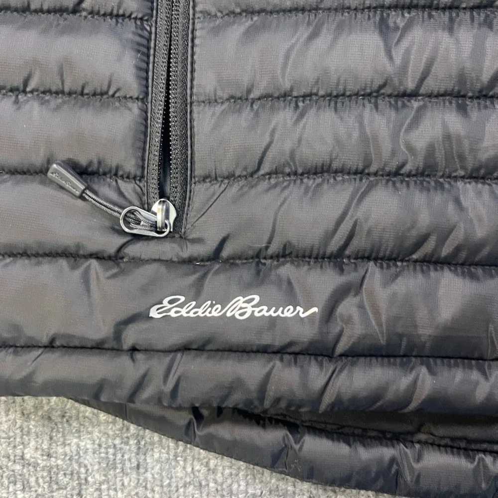 Eddie Bauer Men's L Packable‎ Puffer Vest Black Gorpcore Outdoor Zip Logo - Picture 2 of 8